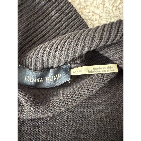 Ivanka Trump Size M Open Front Cardigan Sweater Black Long Sleeve Zipper - Picture 6 of 9